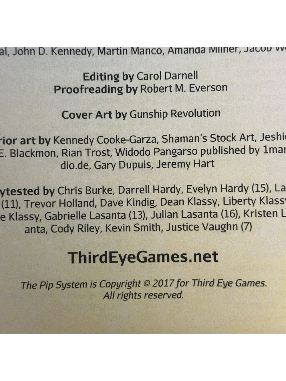 Third Eye RPG Pip System Corebook EX